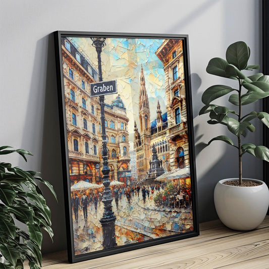 Vienna Wall Art, Graben Street Scene Print, Austria Travel Poster, European Cityscape Decor, Vienna Souvenir, Classic Architecture Artwork