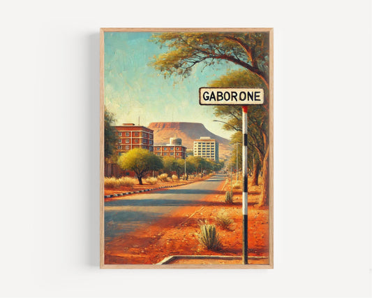 Botswana Wall Art Gaborone Print African Decor Travel Poster Housewarming Gift Unique Botswana Gift Map Artwork