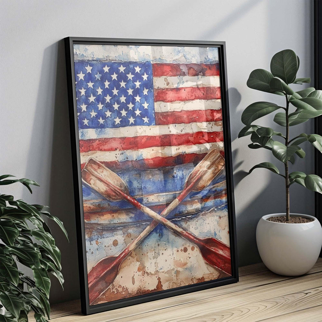 Boat Poster Patriotic American Flag - USA