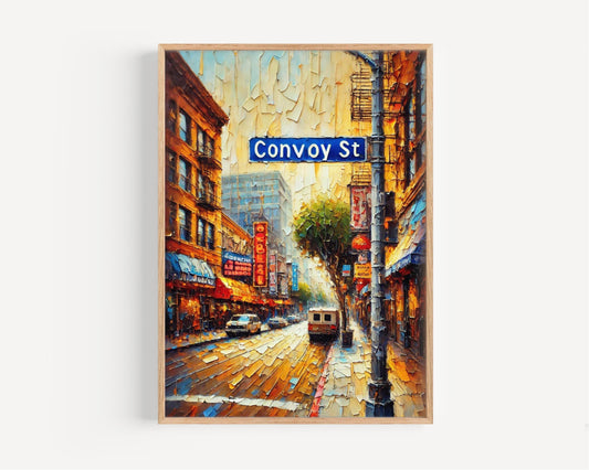 San Diego Convoy Street Wall Art Print – California Travel Poster, Housewarming Gift, San Diego Map Decor, Modern Home Art