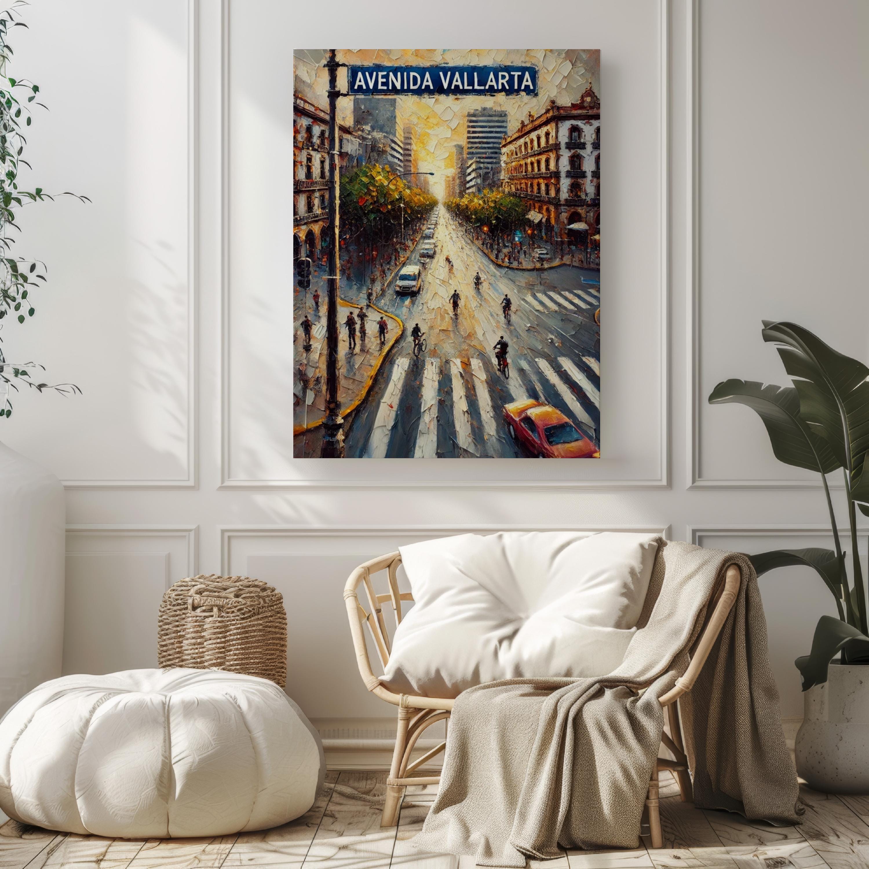Mexico Wall Art Avenida Vallarta Travel Print - Guadalajara Poster, Vibrant Mexico City Decor & Housewarming Gift Artwork