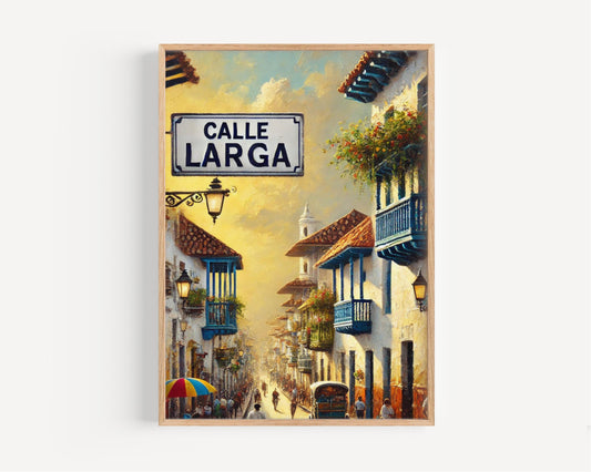 Cartagena Colombia Print: Calle Larga Street Sign, Travel Art