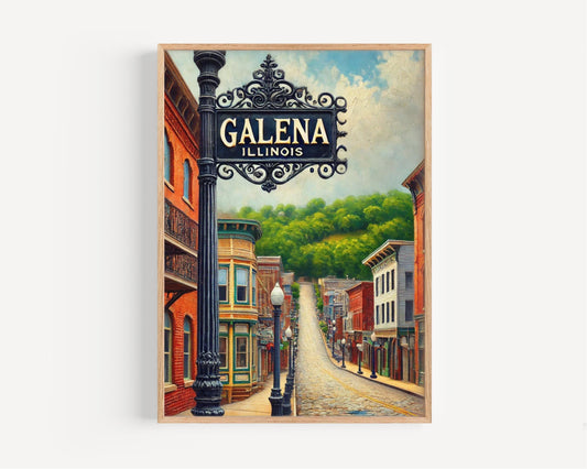 Illinois Galena Wall Art Print - Travel Poster, Housewarming Gift, American USA Artwork, Illinois Travel Decor, Unique State Map Gift