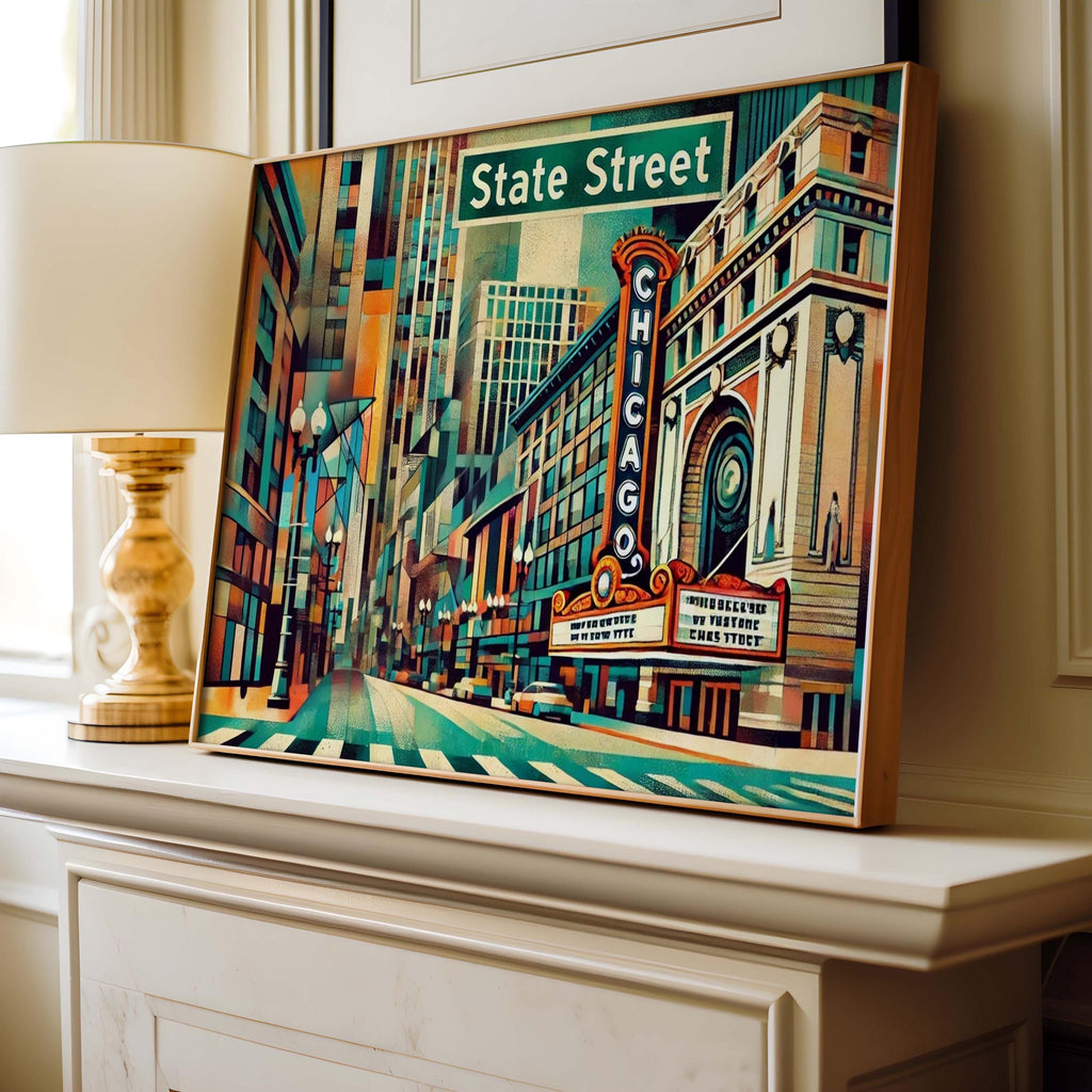 Chicago Art State Street Wall Art Print - Chicago Gift, Travel Poster, Illinois Artwork, Housewarming Decor