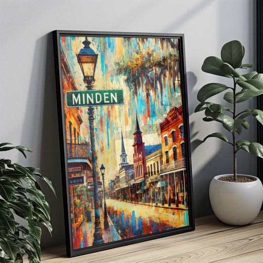 Minden Wall Art Print – Louisiana Travel Poster, American Decor, Housewarming Gift, Unique Minden Louisiana Printable Map