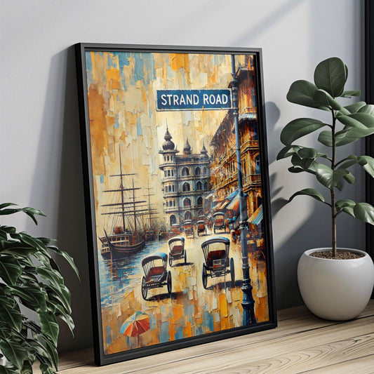 Strand Road Wall Art, Yangon Print, Myanmar Travel Decor, Cityscape Poster, Riverside Boulevard, Cultural Home Wall Art, Travel Gift