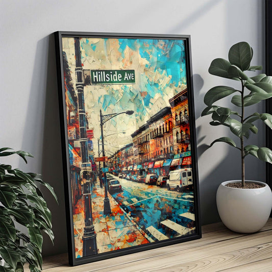 Hillside Ave Print - Queens Artwork Travel Poster, New York Wall Art, Housewarming & Gift Decor for Home