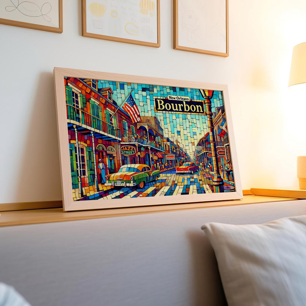 Bourbon Street Cubist Print - New Orleans, Louisiana, USA
