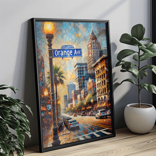 Wall Art Orange Ave Print - Orlando Florida Travel Poster, Florida Gift, Housewarming Decor, Modern City Map Artwork