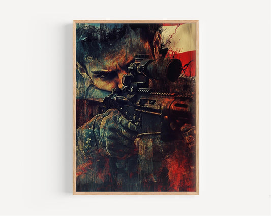 American Sniper Art Print | Abstract USA Patriotic Wall Art | United States Independence Home Decor Poster