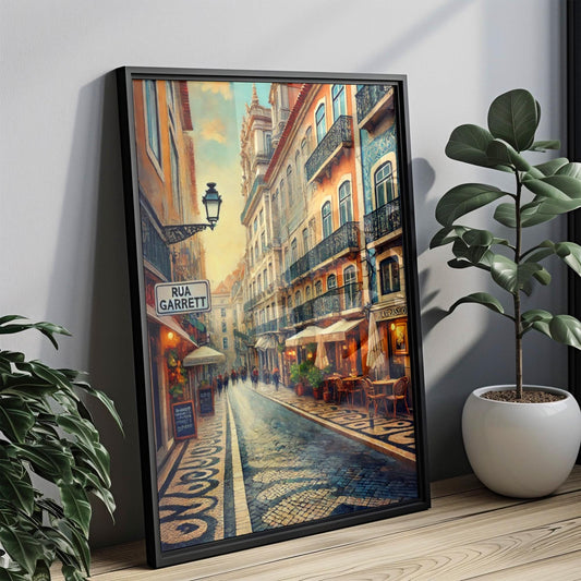Portugal Rua Garrett Wall Art Print - Lisbon Travel Poster, Portugal Decor, Housewarming Gift,