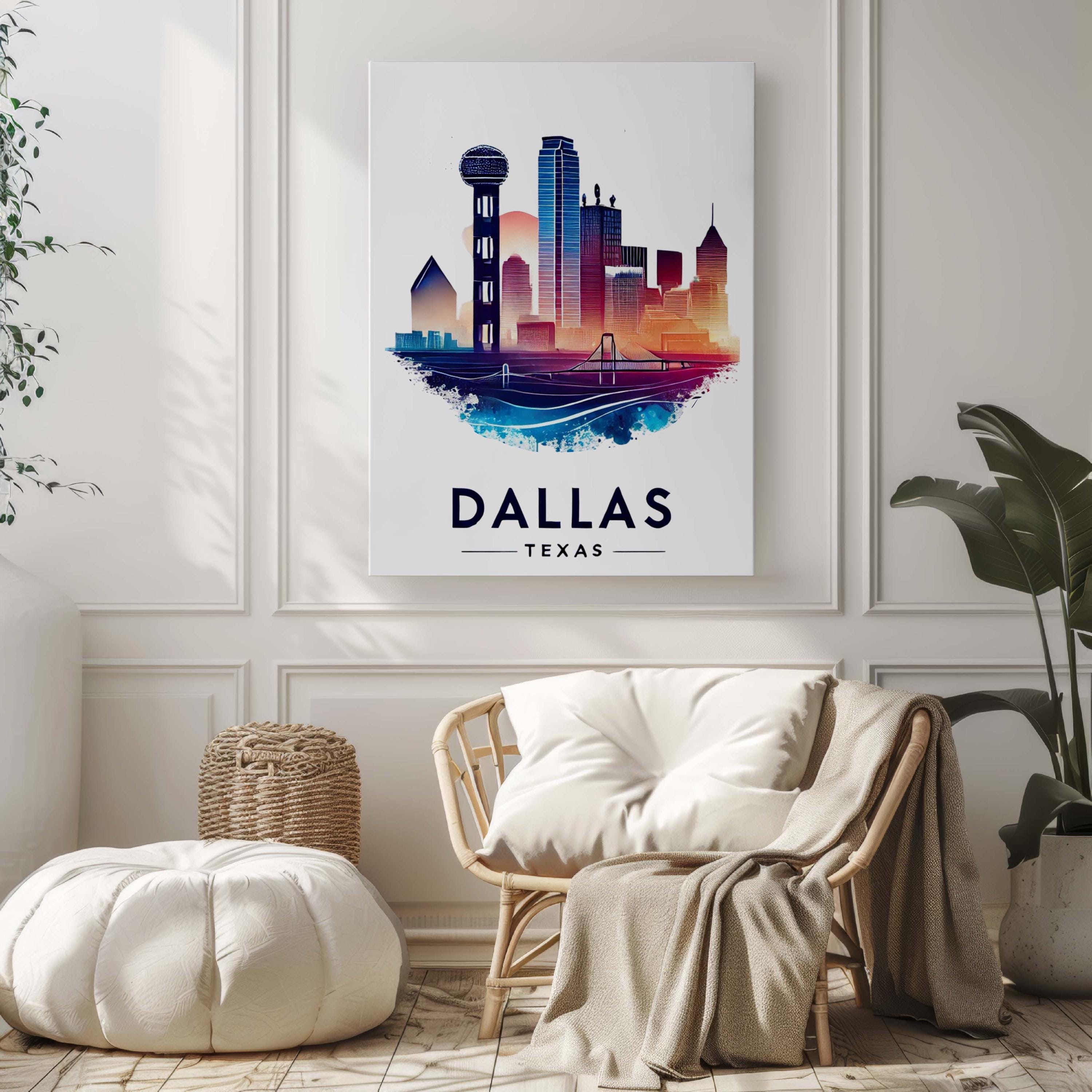 Dallas Print Texas Wall Art - Travel Decor, Housewarming & Graduation Gift, College Dorm Art, Unique TX Home Decoration