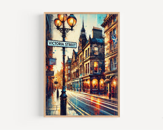 Victoria St Wall Art Print - Edinburgh Travel Poster, Scotland Gift, Housewarming Decor, Victoria Street Art, Scottish Travel Print