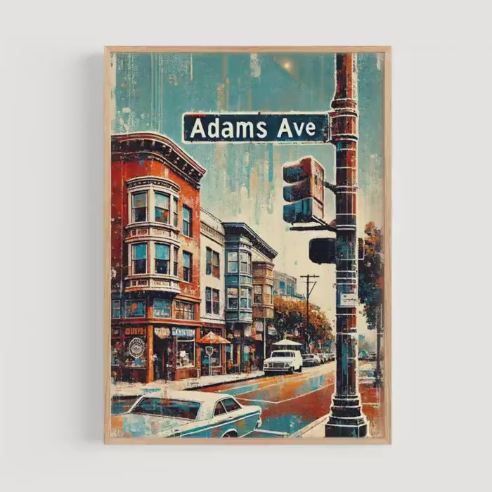 Adams Ave Print Vintage - Normal Heights, California, USA