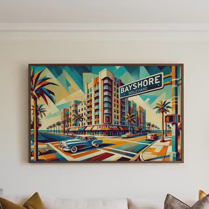 Bayshore Boulevard Print Cubist - Tampa, Florida, USA