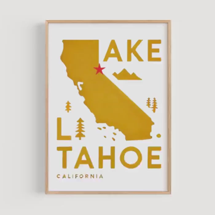 Lake Tahoe Wall Art Map - California, Nevada, USA