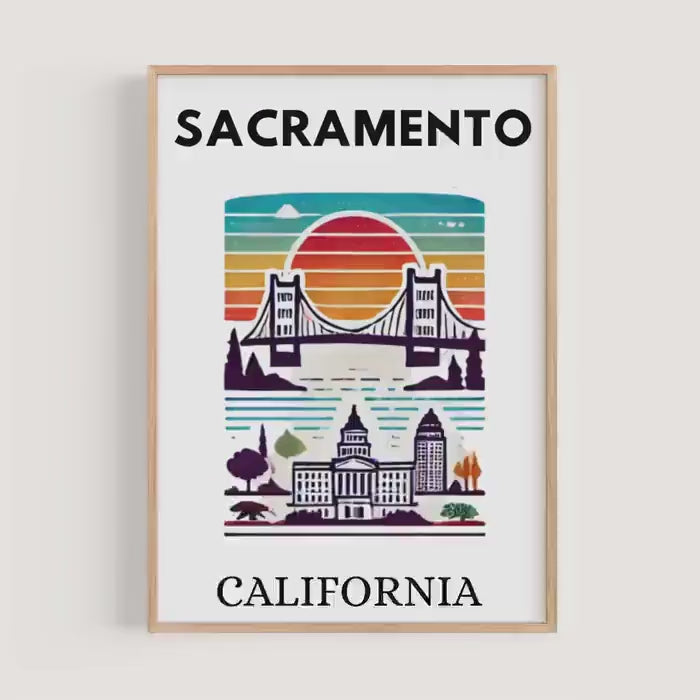 Sacramento Print Map - Sacramento, California, USA