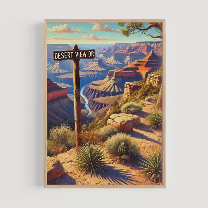 Desert View Drive Wall Art Grand Canyon Print Arizona Travel Poster Gift Rustic Home Decor