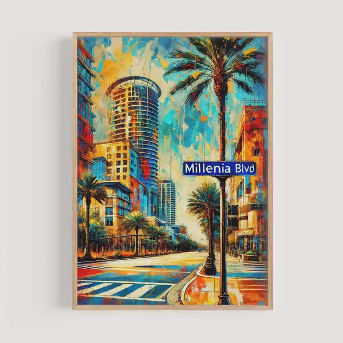 Millenia Boulevard Modern Poster - Orlando, Florida, USA