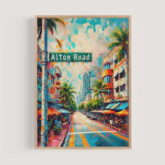 Alton Road Coastal Print - Miami Beach, Florida, USA