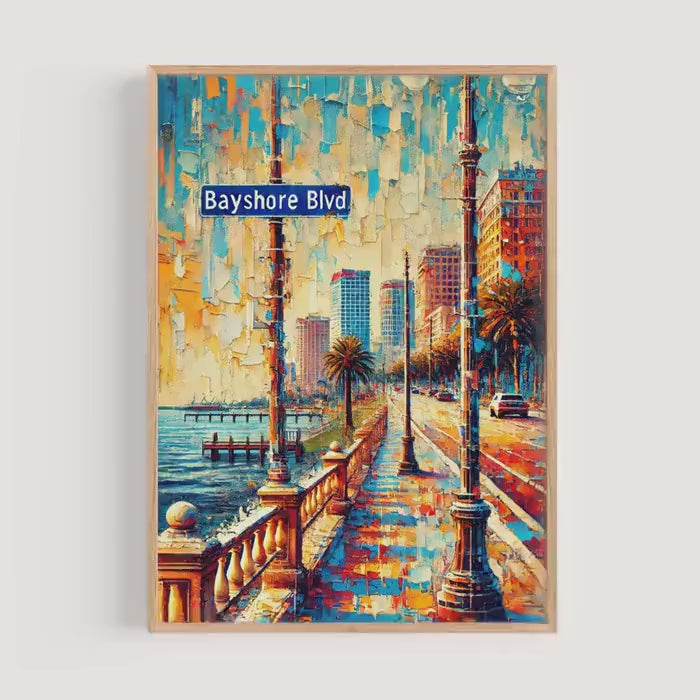 Bayshore Boulevard Poster Coastal - Tampa, Florida, USA