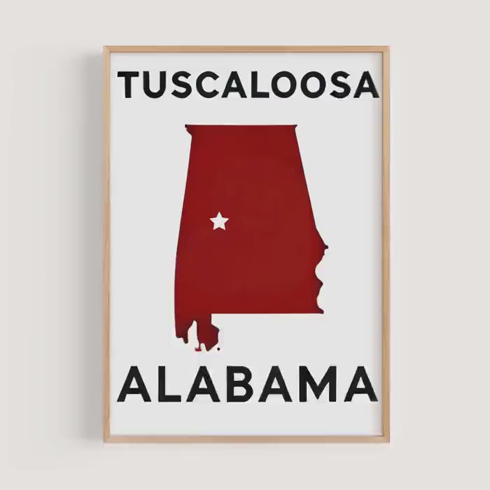 Tuscaloosa Map Print - Tuscaloosa, Alabama, USA